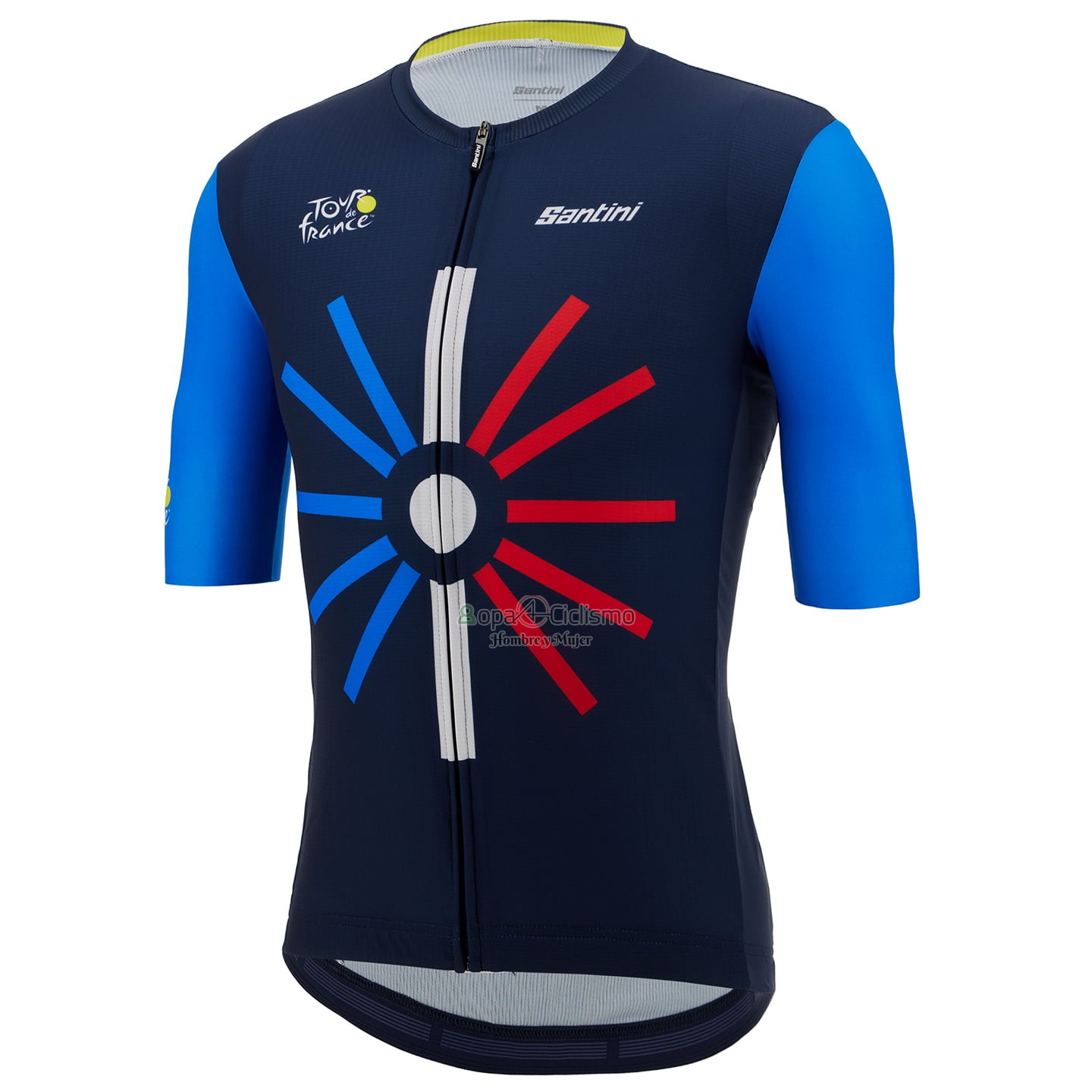 Tour DE Francia Ropa Ciclismo Culotte Corto 2023 Hombre Mangas Cortas Negro Azul